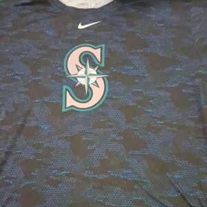 Mens Nike Dri-Fit Blue and Black Mariners Logo Tee